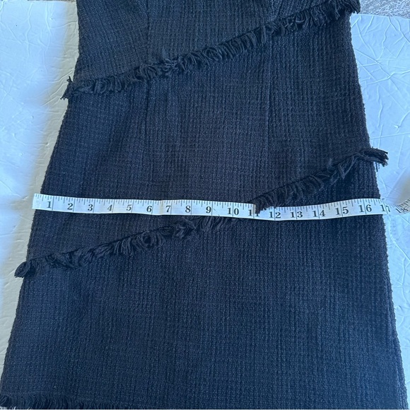 Ann Taylor Black Tweed Boucle Fringe Shift Sleeveless Dress- Size 00 Petite - Picture 11 of 11